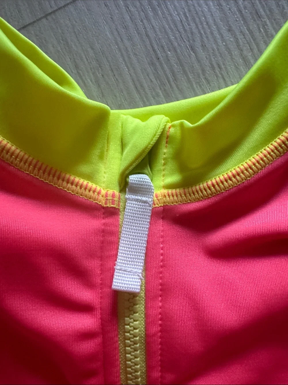 Crewcuts Kids Long-Sleeve One-Piece Rash Guard Swimsuit - Neon Coral & Aqua
